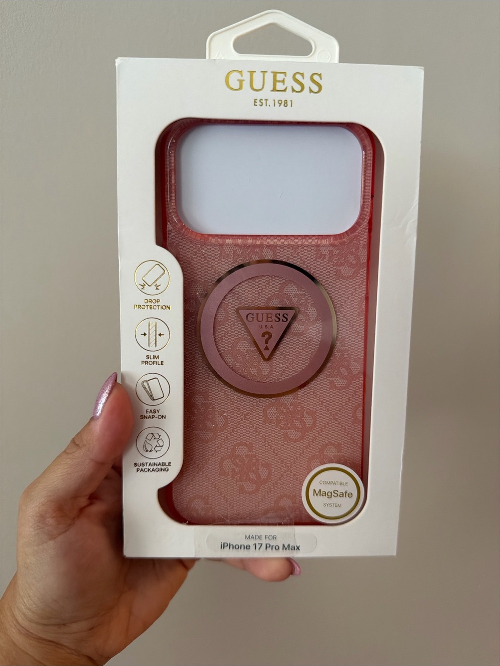 🎀GUESS~Rose Pink MagSafe-Compatible iPhone 17 Pro Max Case